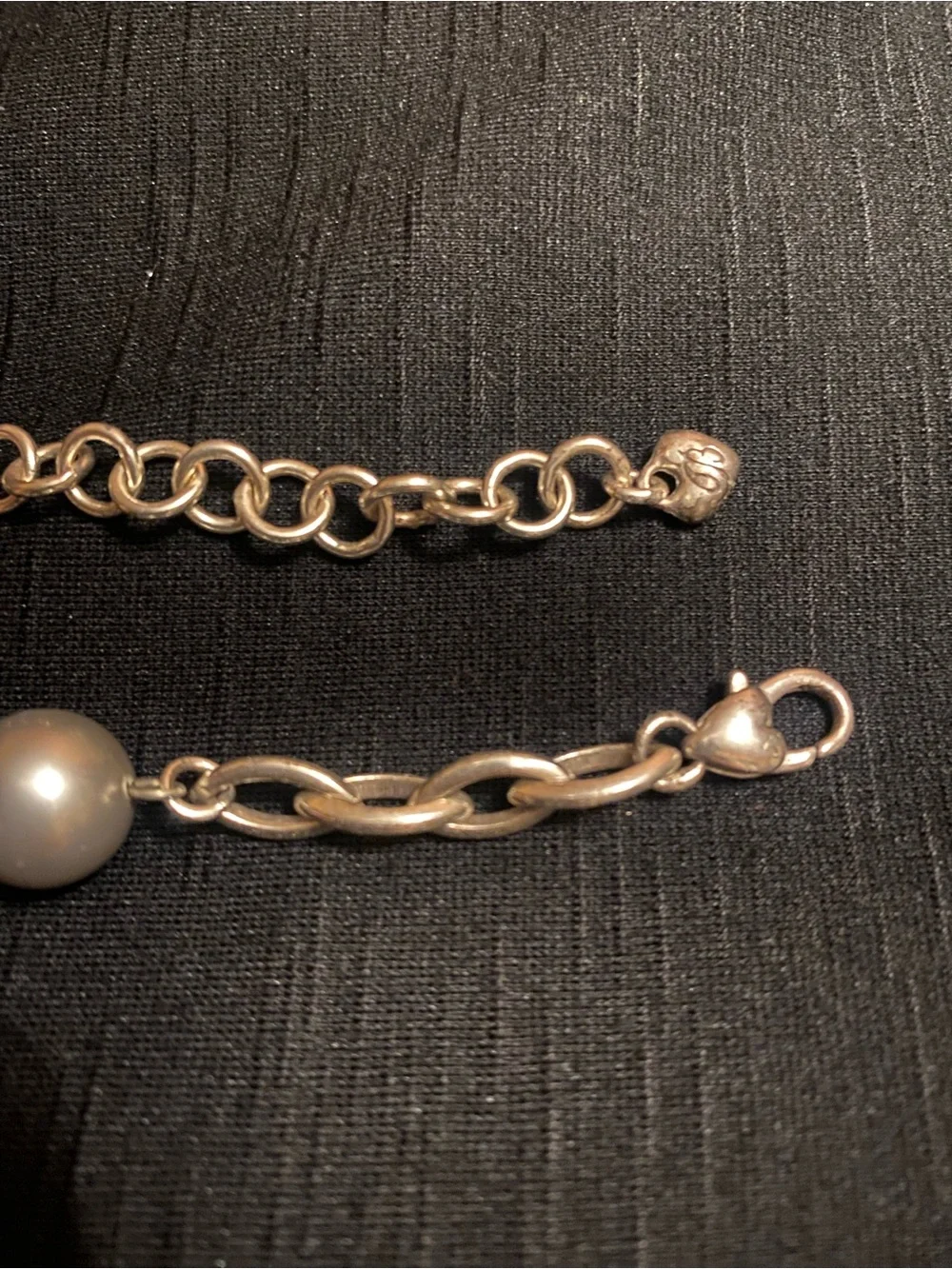 Brighton Ball Cube Pearl Gray Brown Silver Long Silver Necklace/ belt retired